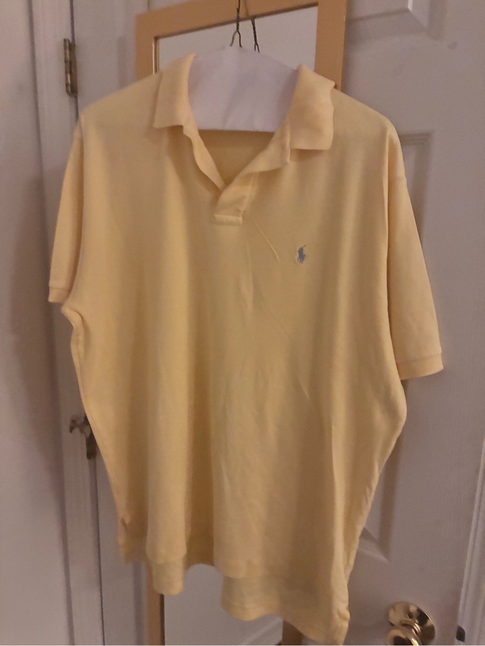 Ralph Lauren Men's Polo Shirt in Pale Yellow with Light Blue Pony.